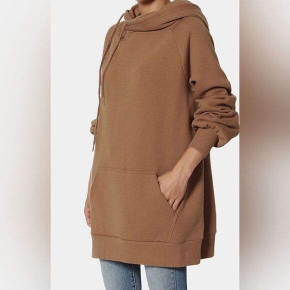 NEW! FABULOUS SUPER CHIC SIDE TIE HOODED LONGLINE SWEATSHIRT DRESS - Picture 6 of 8